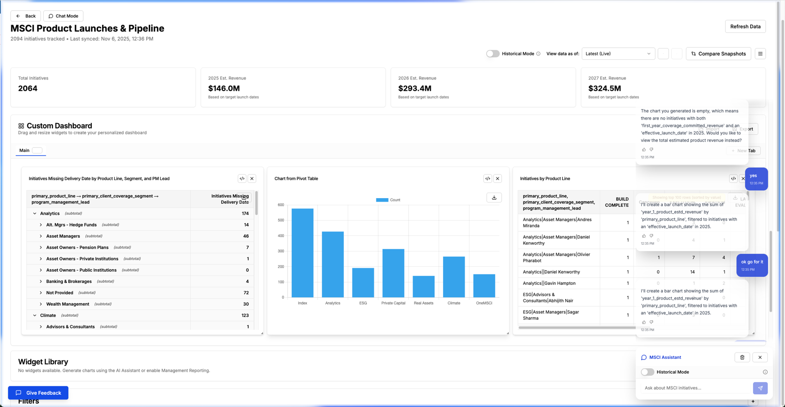 MSCI AI interface applying the method to wealth